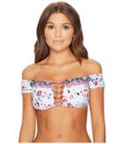 Lucky Brand Gypsy Floral Cap Sleeve Off The Shoulder Bra Top (multi) Women's Swimwear