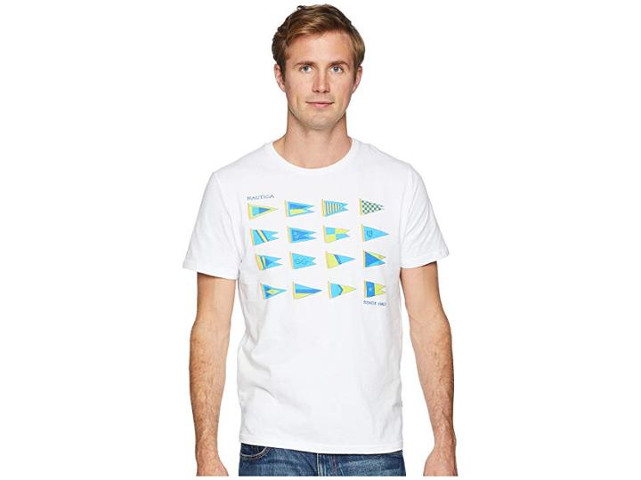 Nautica Heritage Sail Flags Crew T-shirt (bright White) Men's Clothing