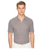 Eleventy Fine Stripe Linen Polo (navy/grey) Men's Clothing