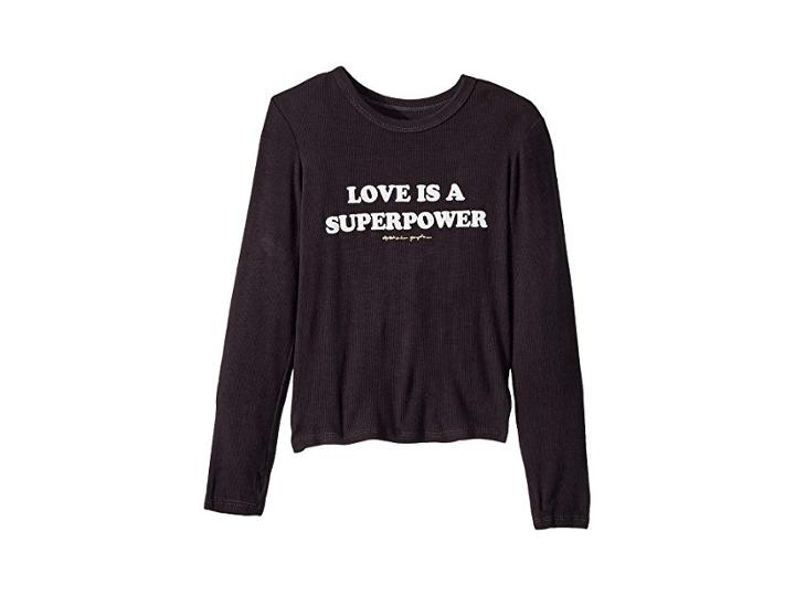 Spiritual Gangster Kids Superpower Long Sleeve Tee (toddler/little Kids/big Kids) (vintage Black) Girl's T Shirt