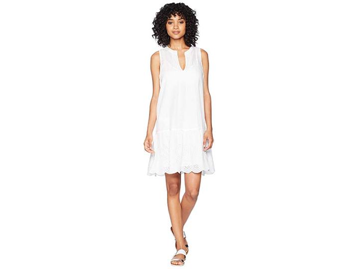 Vineyard Vines Golf Pintuck Eyelet Sleeveless Cover-up Dress (white Cap) Women's Swimwear