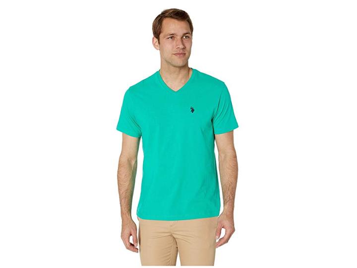 U.s. Polo Assn. V-neck Tee (tracksuit Green) Men's Clothing