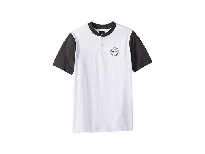 Vans Kids Denton Short Sleeve Knit (big Kids) (white/asphalt) Boy's Clothing