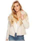 Bb Dakota Claver Faux Fur Trim Jacket (bone) Women's Coat