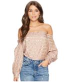 1.state Off Shoulder Voluminous Sleeve Blouse (taupe Shell) Women's Blouse