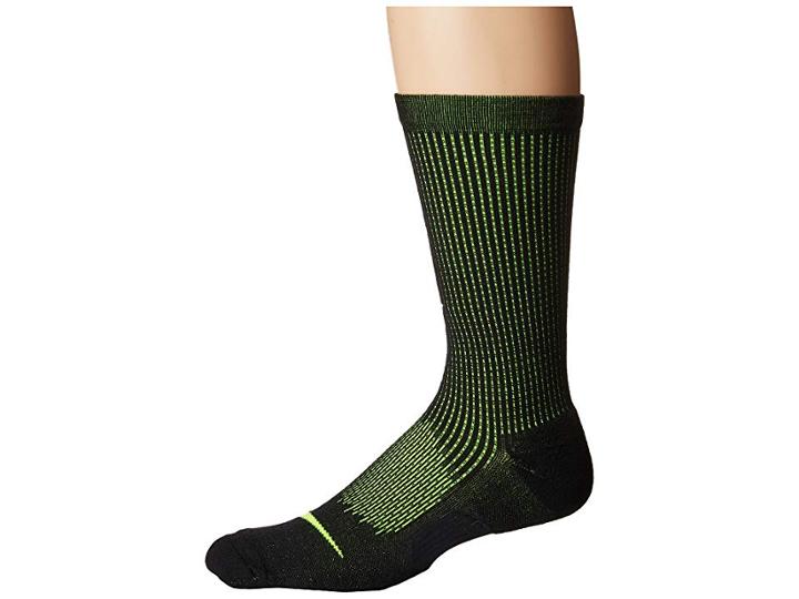 Nike Elite Cushioned Running Merino Crew Socks (black/volt/volt) Crew Cut Socks Shoes
