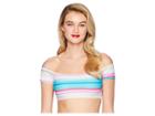 Unique Vintage Sutton Off Shoulder Top (bright Multi Stripes) Women's Swimwear