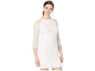 Nine West Lace 3/4 Sleeve Dress With Binding And Faggoting Details (ivory) Women's Dress