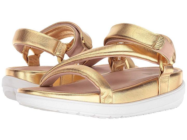 Fitflop Loosh Luxetm Z-strap Leather Sandals (gold Metallic Leather) Women's Sandals