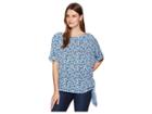 Michael Michael Kors Woodblock Boat Neck Tie Top (white/radiant Blue) Women's Clothing