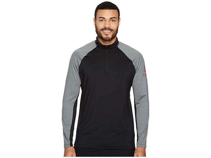 Reebok Poly Blend 1/4 Zip (black/dark Grey Heather) Men's Workout