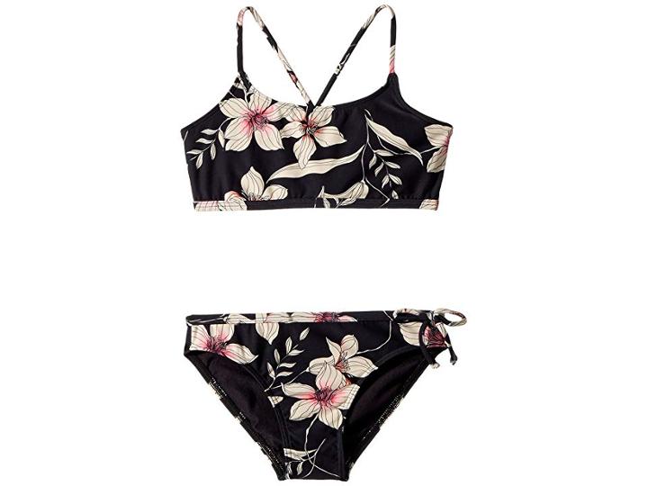 O'neill Kids Albany Floral Bralette (toddler/little Kids) (black) Girl's Swimwear