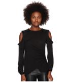 Yigal Azrouel Star Knit Jacquard Cold Shoulder Top (black) Women's Clothing