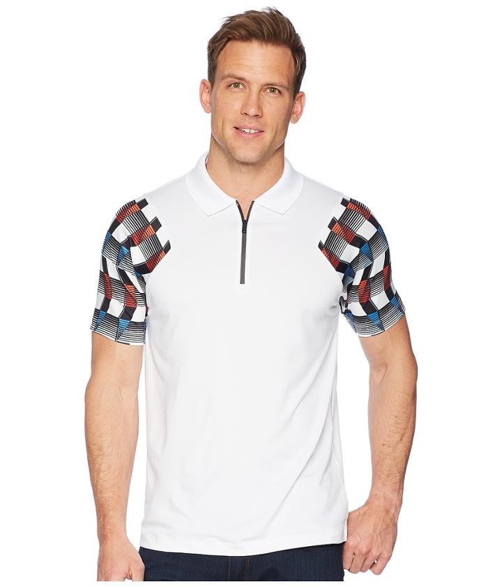 Perry Ellis Pe360 Active Printed Zip Polo (bright White) Men's Clothing