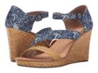 Toms Clarissa Wedge (blue Batik Textile/wrapped) Women's Wedge Shoes