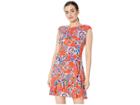 Eci Sleeveless Floral Printed Stretch Faux Wrap Dress (red) Women's Dress
