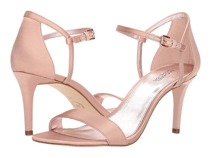 Michael Michael Kors Simone Mid Sandal (soft Pink Satin) Women's Sandals