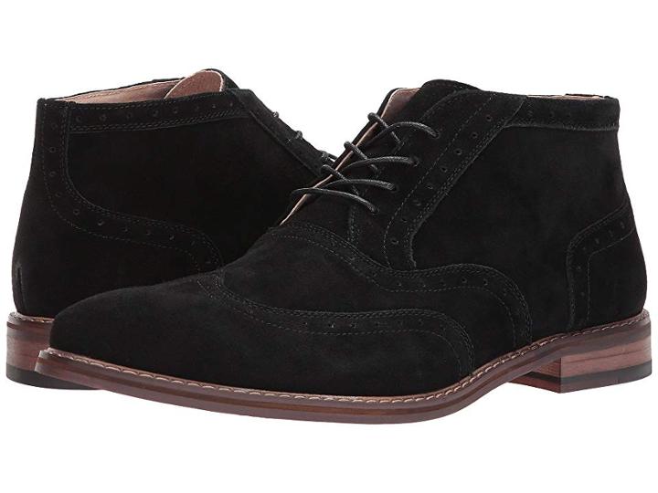 Stacy Adams Arley Wingtip Chukka Boot (black Suede) Men's Lace Up Casual Shoes