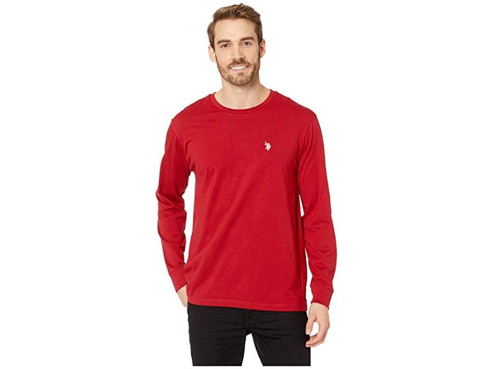 U.s. Polo Assn. Long Sleeve Crew Neck T-shirt (apple Cinnamon) Men's T Shirt
