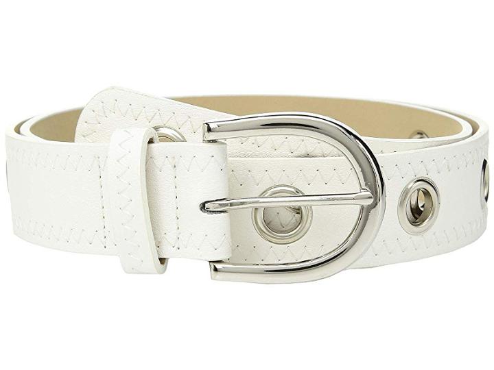 Steve Madden Belt With Gold Eilets (white) Women's Belts