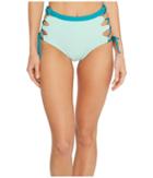 Splendid Color Block High-waist Bikini Bottom (aqua) Women's Swimwear