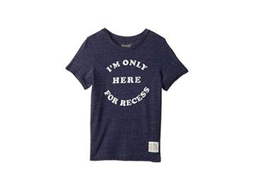 The Original Retro Brand Kids Im Only Here For Recess Short Sleeve Vintage Tri-blend Tee (little Kids/big Kids) (streaky Navy) Boy's T Shirt