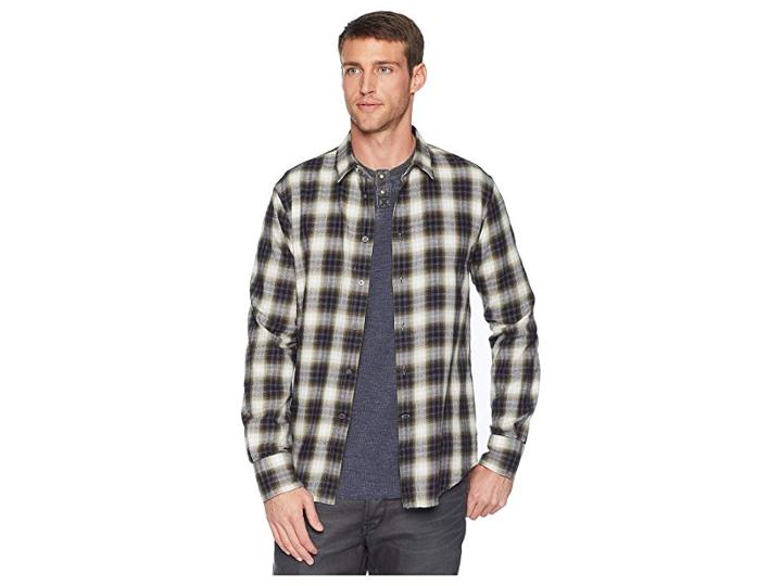 John Varvatos Star U.s.a. Long Sleeve Button Front Shirt W/ Wire Collar (tent Green) Men's Clothing