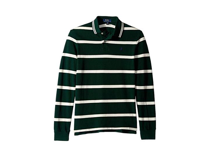 Polo Ralph Lauren Kids Striped Cotton Mesh Polo (big Kids) (college Green Multi) Boy's Clothing