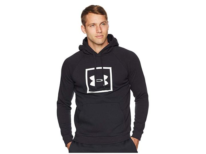 Under Armour Rival Fleece Logo Hoodie (black/white) Men's Sweatshirt