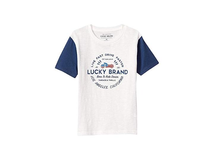 Lucky Brand Kids Short Sleeve Graphic Tee (big Kids) (white Cloud) Boy's T Shirt