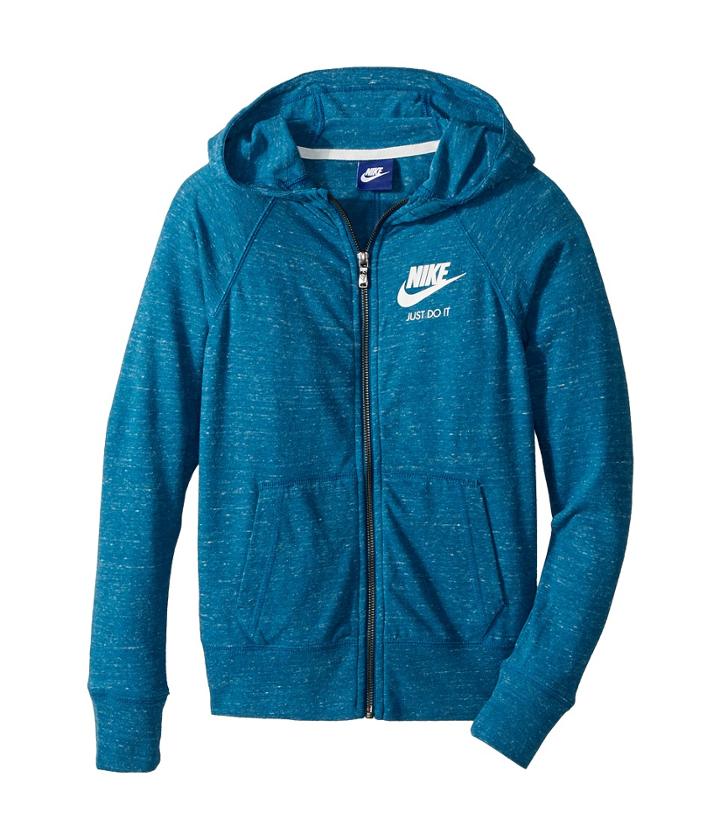 Nike Kids Sportswear Vintage Full-zip Hoodie (little Kids/big Kids) (green Abyss/sail) Girl's Sweatshirt