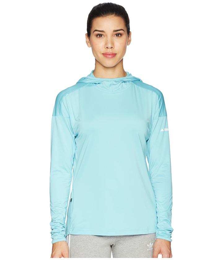 Adidas Outdoor Voyager Parley Hoodie (blue Spirit) Women's Sweatshirt