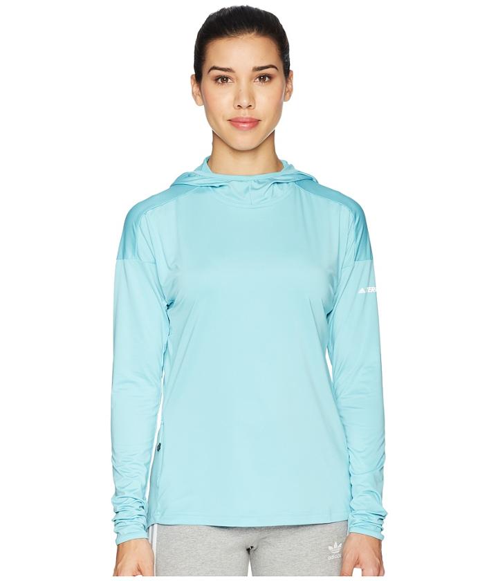 Adidas Outdoor Voyager Parley Hoodie (blue Spirit) Women's Sweatshirt