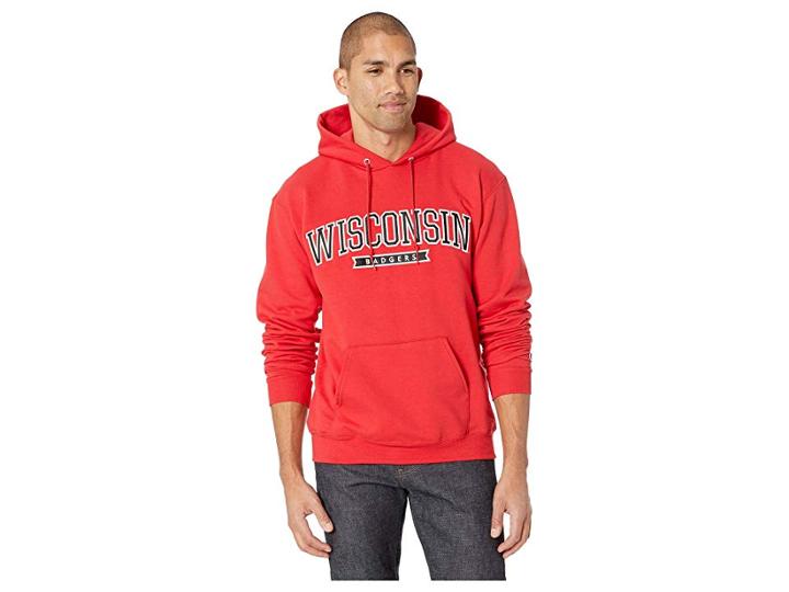 Champion College Wisconsin Badgers Eco(r) Powerblend(r) Hoodie 2 (scarlet) Men's Sweatshirt