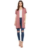 American Rose Hensley Short Sleeve Cardigan (mauve) Women's Sweater