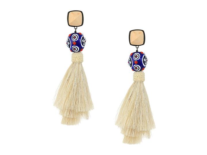 Tory Burch Silk Tassel Earrings (new Ivory) Earring