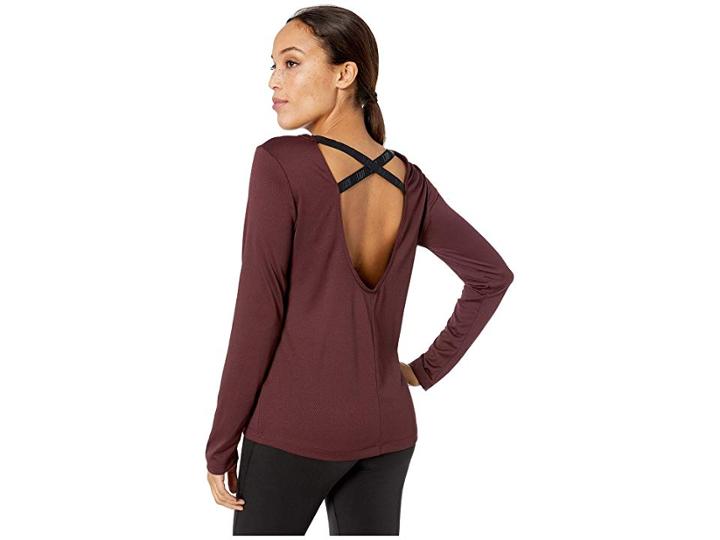 Nike Dry Long Sleeve Elastika Top (burgundy Crush/black) Women's Workout