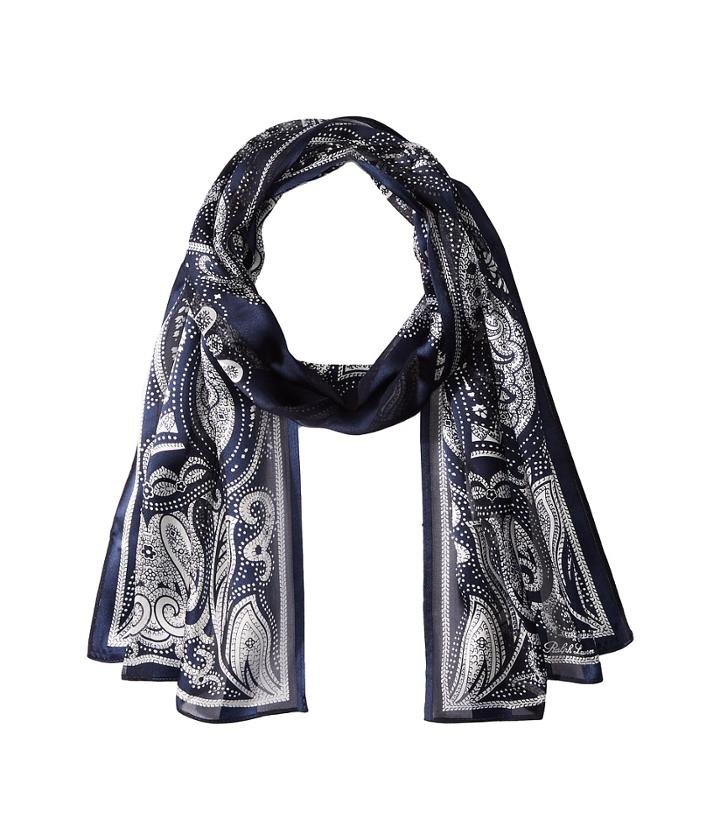 Lauren Ralph Lauren Miruna Silk Oblong Scarf (navy) Scarves