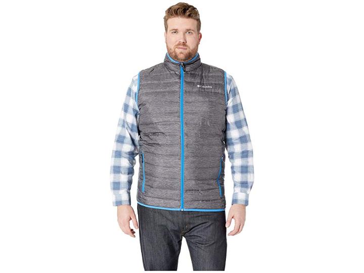 Columbia Big Tall Lake 22tm Down Vest (charcoal Heather Print/azure Blue) Men's Vest