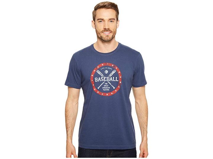 Life Is Good Americana Pastime Crusher Tee (darkest Blue) Men's T Shirt