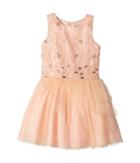 Nanette Lepore Kids Sequins Embroidered Mesh Dress With Layered Tulle (little Kids/big Kids) (peach) Girl's Dress