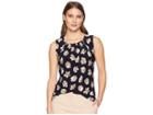 Tommy Hilfiger Printed Bead Neck Knit Top (portbla Multi) Women's Clothing