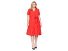 Tahari By Asl Plus Size Crepe Shirtdress (tomato Red) Women's Dress