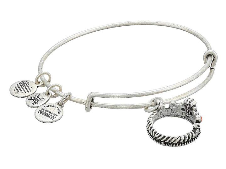 Alex And Ani Queen's Crown Bangle (rafaelian Silver) Bracelet