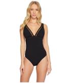 Seafolly Wild At Heart V-neck Maillot (black) Women's Swimsuits One Piece