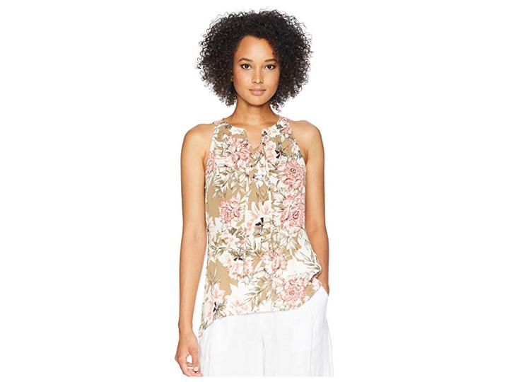 Ivanka Trump Sleeveless Printed Ruffle Top (apple Multi) Women's Sleeveless