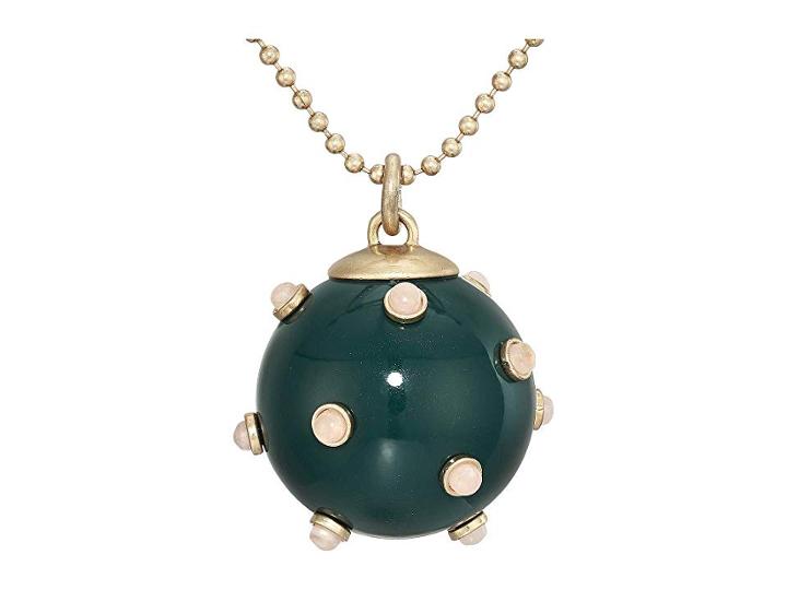 Tory Burch Studded Pendant Necklace (malachite/coastal Pink) Necklace