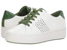 Michael Michael Kors Poppy Lace-up (optic White/true Green/vachetta Perf/embossed Croc/patent) Women's Shoes