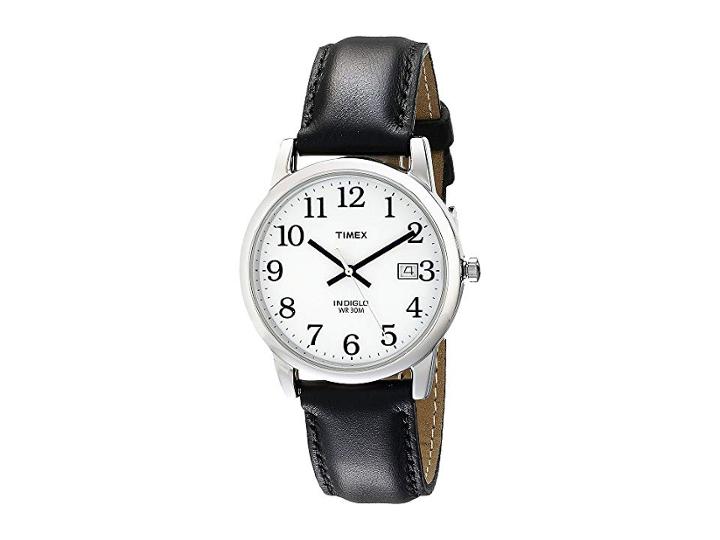 Timex Core Easy Reader (black Leather Strap/white Dial) Watches