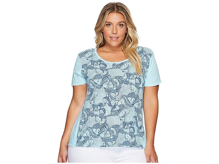 Extra Fresh By Fresh Produce Plus Size Daybreak Luna Mingle Top (swimming Pool Blue) Women's Clothing